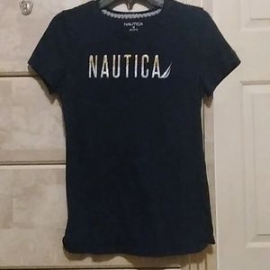 Nautica tee shirt, navy blue, women's xs